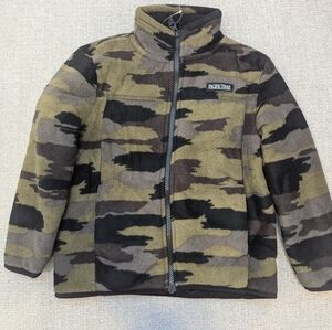 Pacific Trail Black and Green Camo Full Zip Fleece Jacket, size XS (5/6) NWT